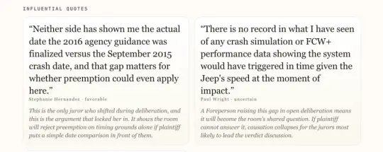 OptoJury report section: Influential Quotes